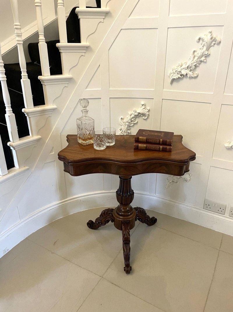 Antique Victorian Quality Figured Mahogany Card/Console Table - Image 2